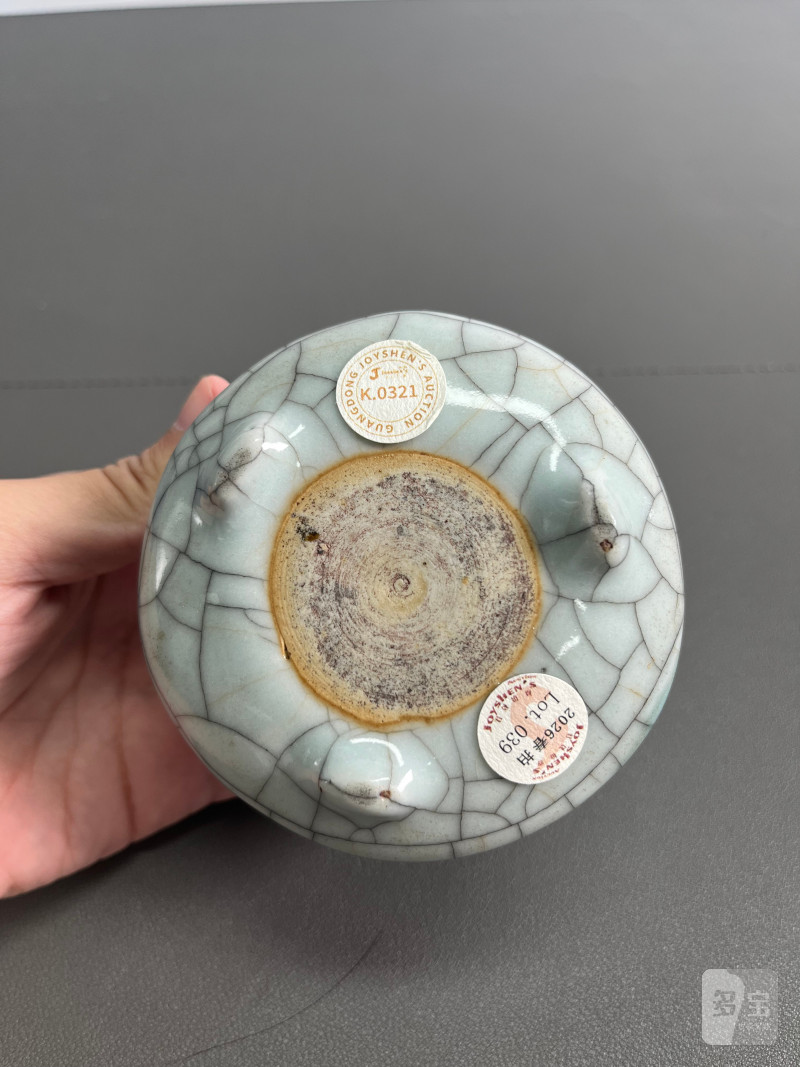 清雍正 仿哥釉三足炉 - 图11